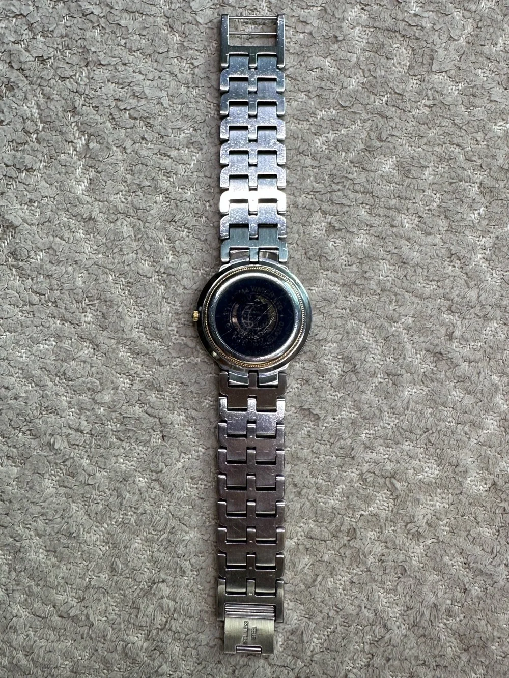 Cyma 33mm Two-Tone Quartz Watch, New Battery, White Dial, Gold Bezel 02-0001-003